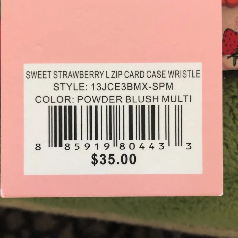 Juicy Couture Pink Cardholder Wristlet with Red & Green Strawberry Charm